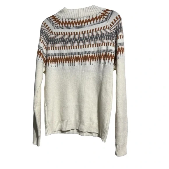 Pink Martini Cowl Neck Sweater Cream Brown and Grey Size Large - Picture 3 of 15